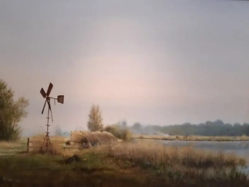 Riet- en bosman molentje - schilderij Frederik Weijs.